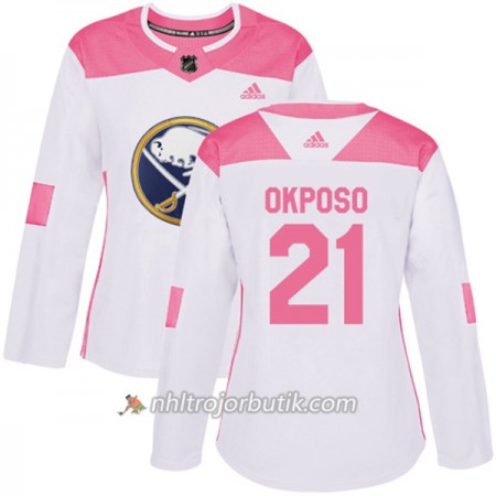 Dame Ishockey Buffalo Sabres Tröja Kyle Okposo 21 Adidas 2017-2018 Vit Rosa Fashion Authentic